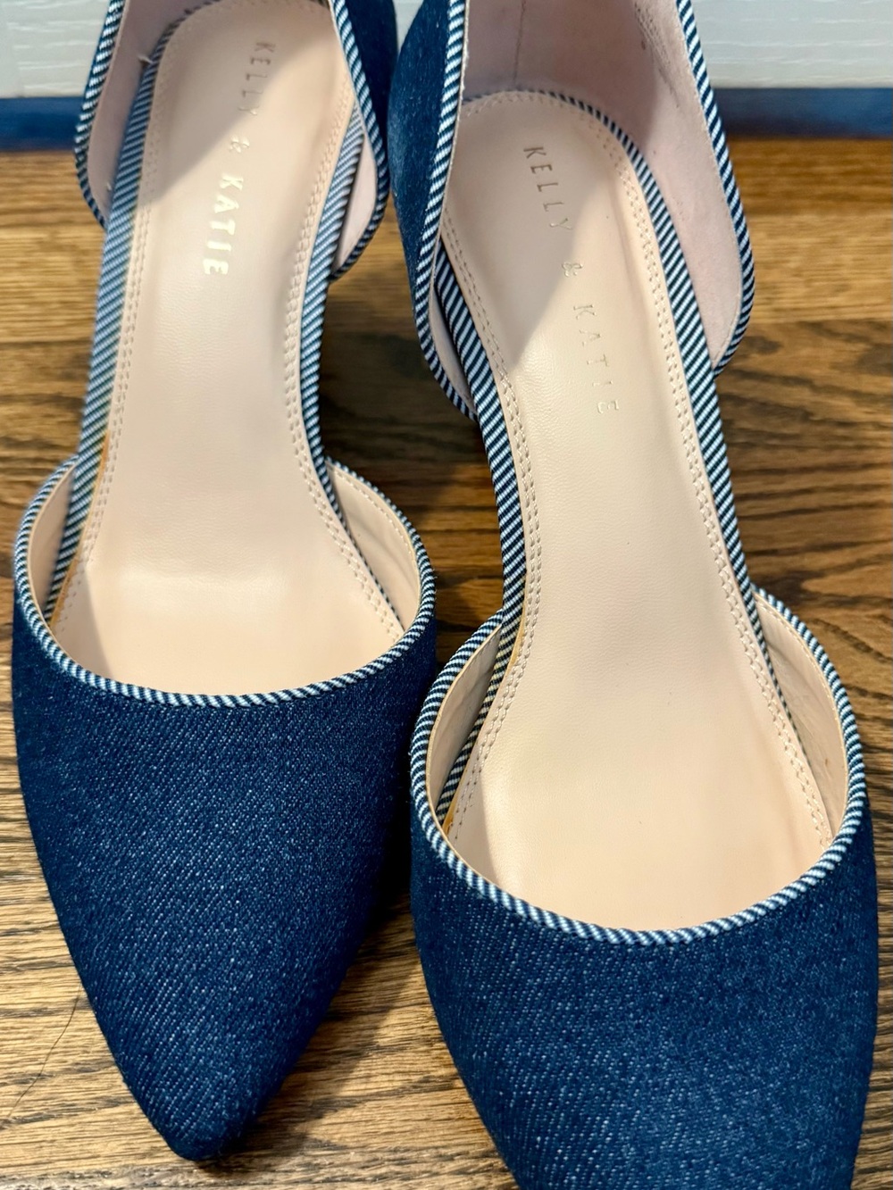 Kelly & Katie Denim Navy Pointed-Toe D'Orsay Heels NEW!